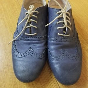 Blue Italian Leather Oxfords